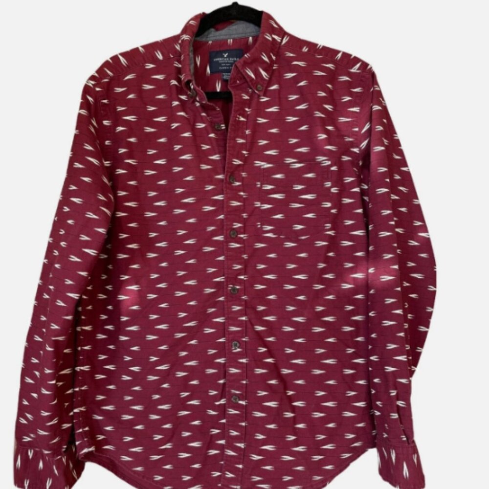 American Eagle Outfitters Men's Patterned Button Down Long Sleeve Dress Shirt M - Picture 1 of 5
